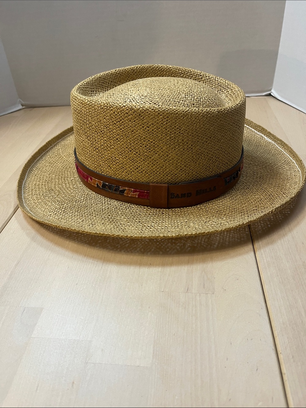 Vintage UNIHAT by TEXACE Sand Hills Straw Golf Hat w/Fabric & Leather Trim Band - Picture 14 of 16